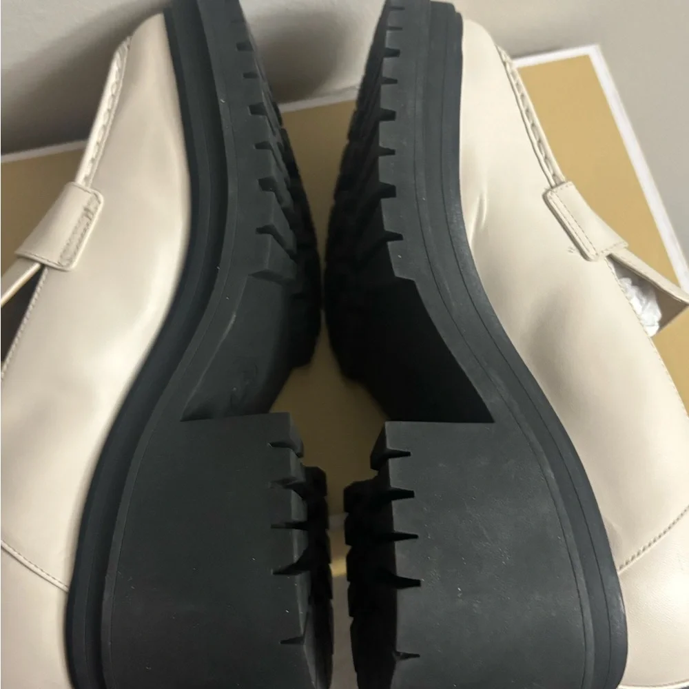 Michael Kors Rocco Block Heeled Loafer Leather LT Cream 9.5 #2